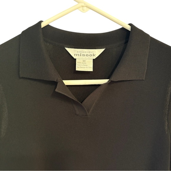 Dress - MISOOK - Fine Stretch Knit Straight Black Dress with collar. Size XS - Picture 4 of 5